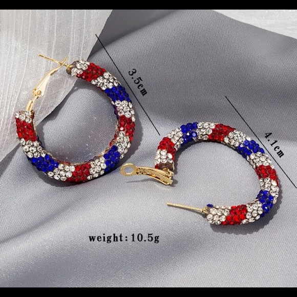 Multicolored Bling Hoops Earrings - Picture 3 of 7